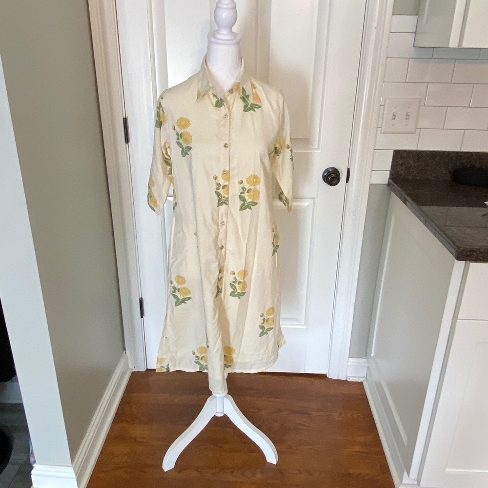All In The Detail Brianna Floral shirt Dress Light yellow 33435 - Picture 3 of 12